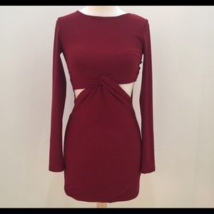Topshop burgundy cutout dress - size 2